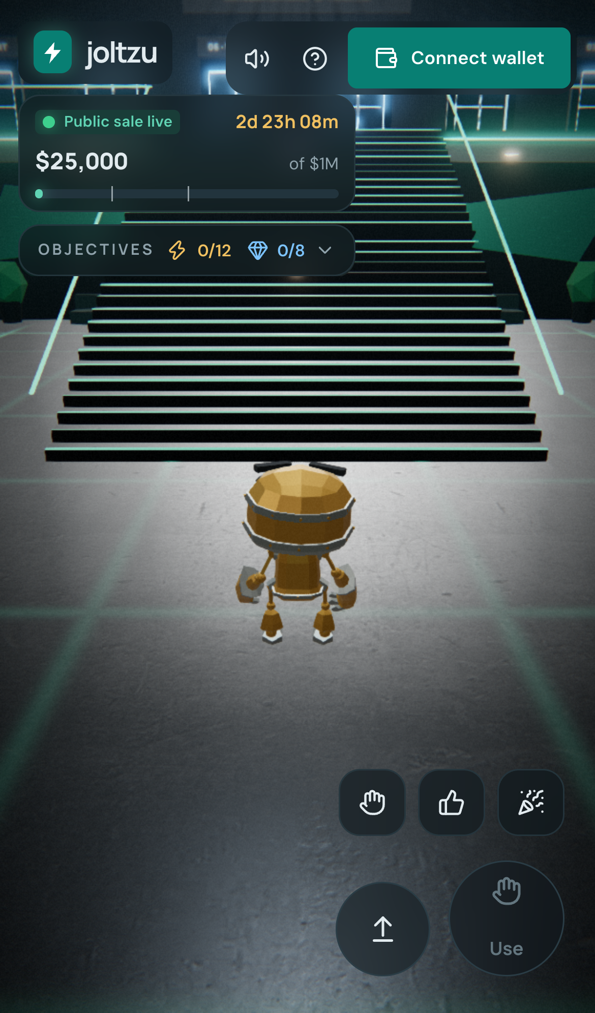 Power station running on a phone with joystick and touch buttons