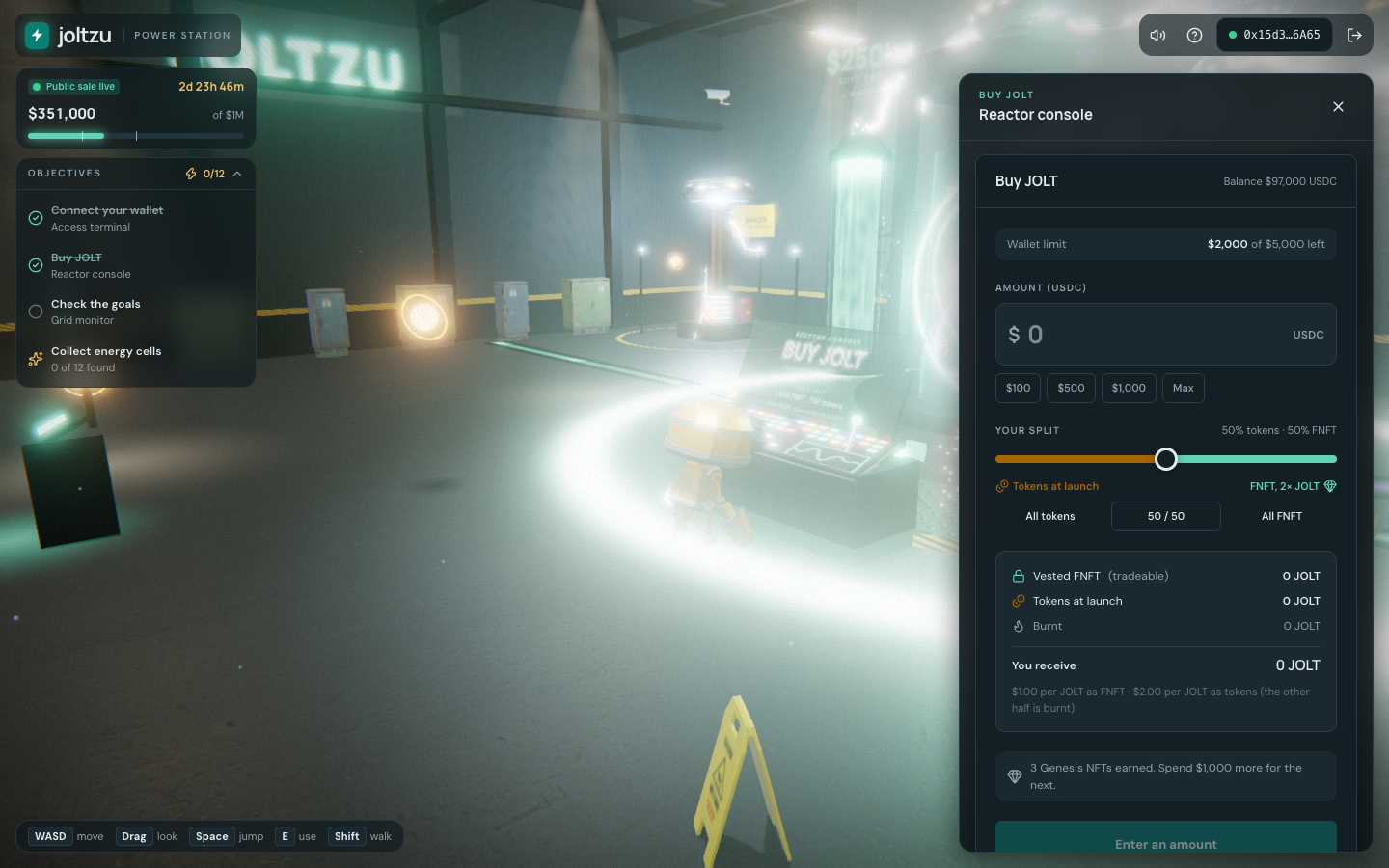 The reactor console opens the presale purchase panel inside the world